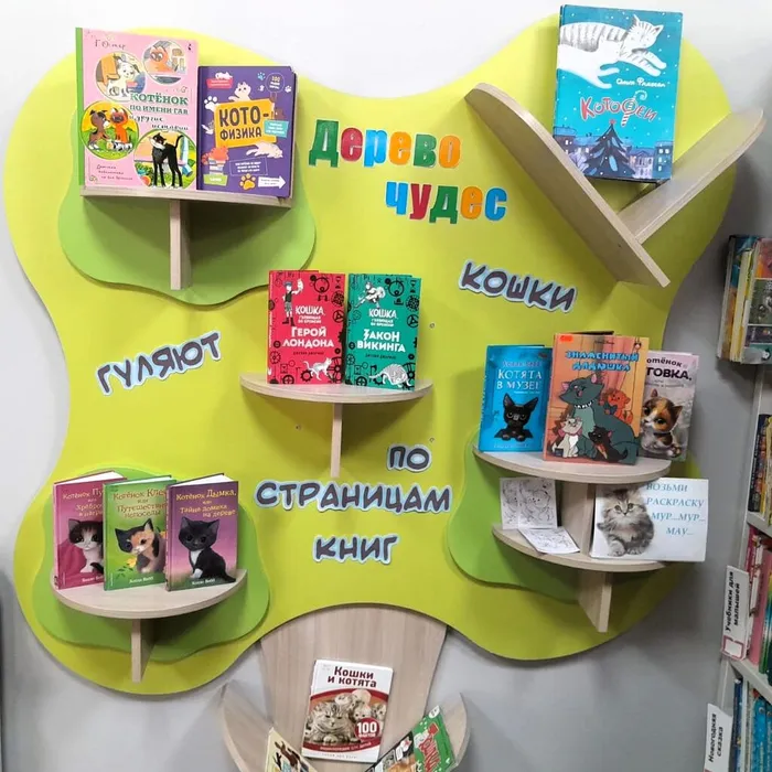 Книжная выставка «Коты гуляют по страницам книг»