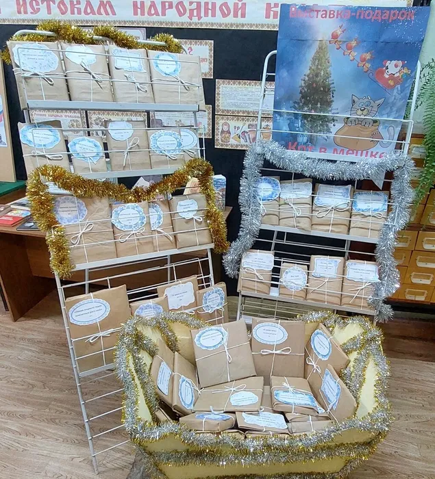 Выставка-подарок «КОТ В МЕШКЕ»_Удомельская центральная библиотека им. Н.А. Зворыкина_19.12.2022 г.