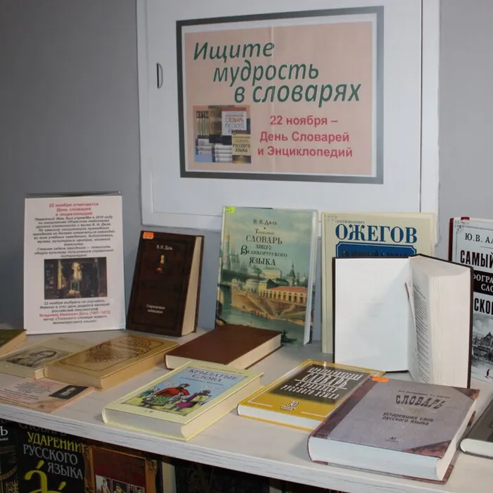 Книжная выставка «Ищите мудрость в словарях» 